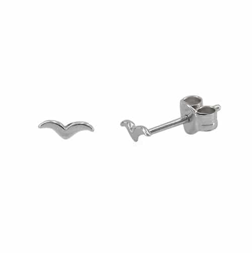 Silver bird-shaped earrings on a white background